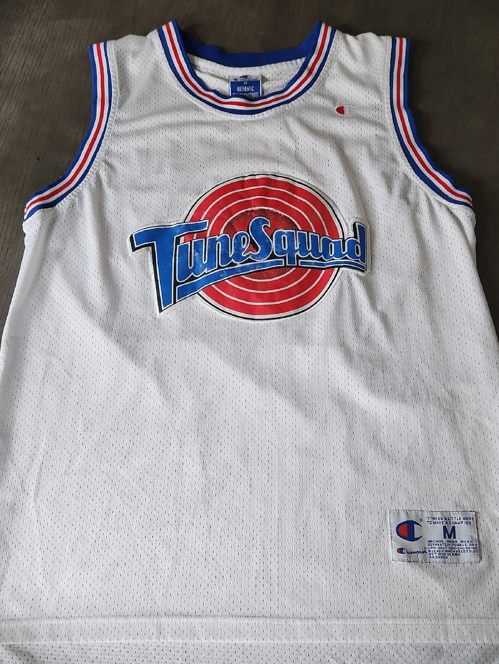 Champion White Tune Squad Basketball Jersey with Red & Blue Accents & JORDAN 23